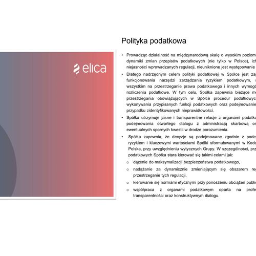 Elica Group Polska sp. z o.o. Informacja o realizowanej strategii podatkowej rok podatkowy 2020